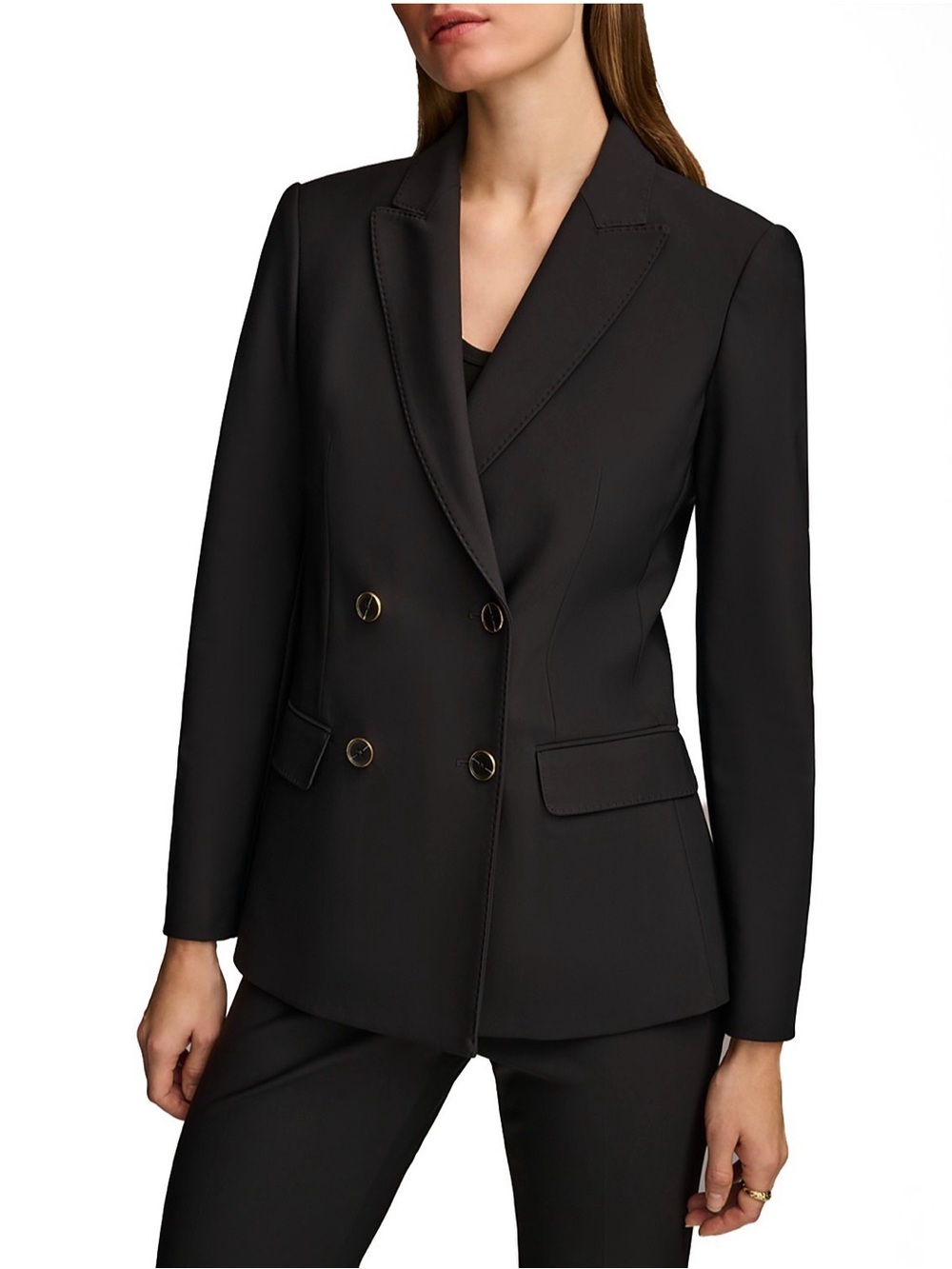 NWT Donna Karan Essentials Double Breasted Blazer. Size 10. Black.